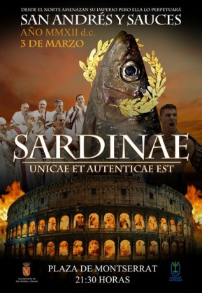 The poster for the sardine's funeral in Los Sauces, La Palma island, 2012
