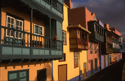 The famous balconies in Santa Cruz de la Palma
