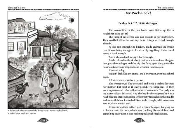 Illustration and first page of Mr Pock-Pock. Click on the image to see a bigger version