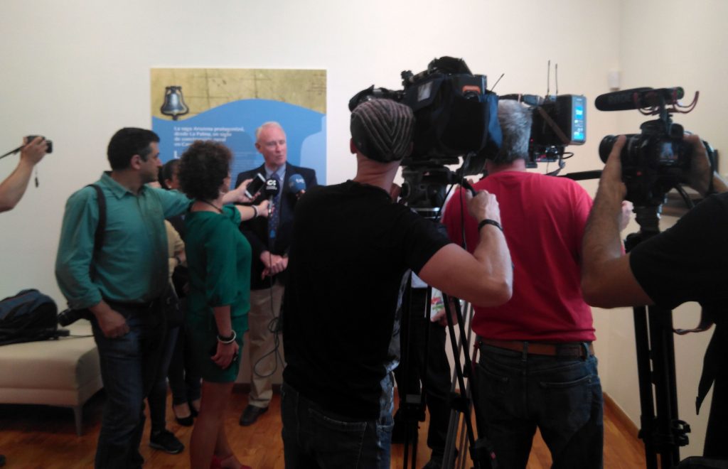 The press conference at the exhibition for La Verdad